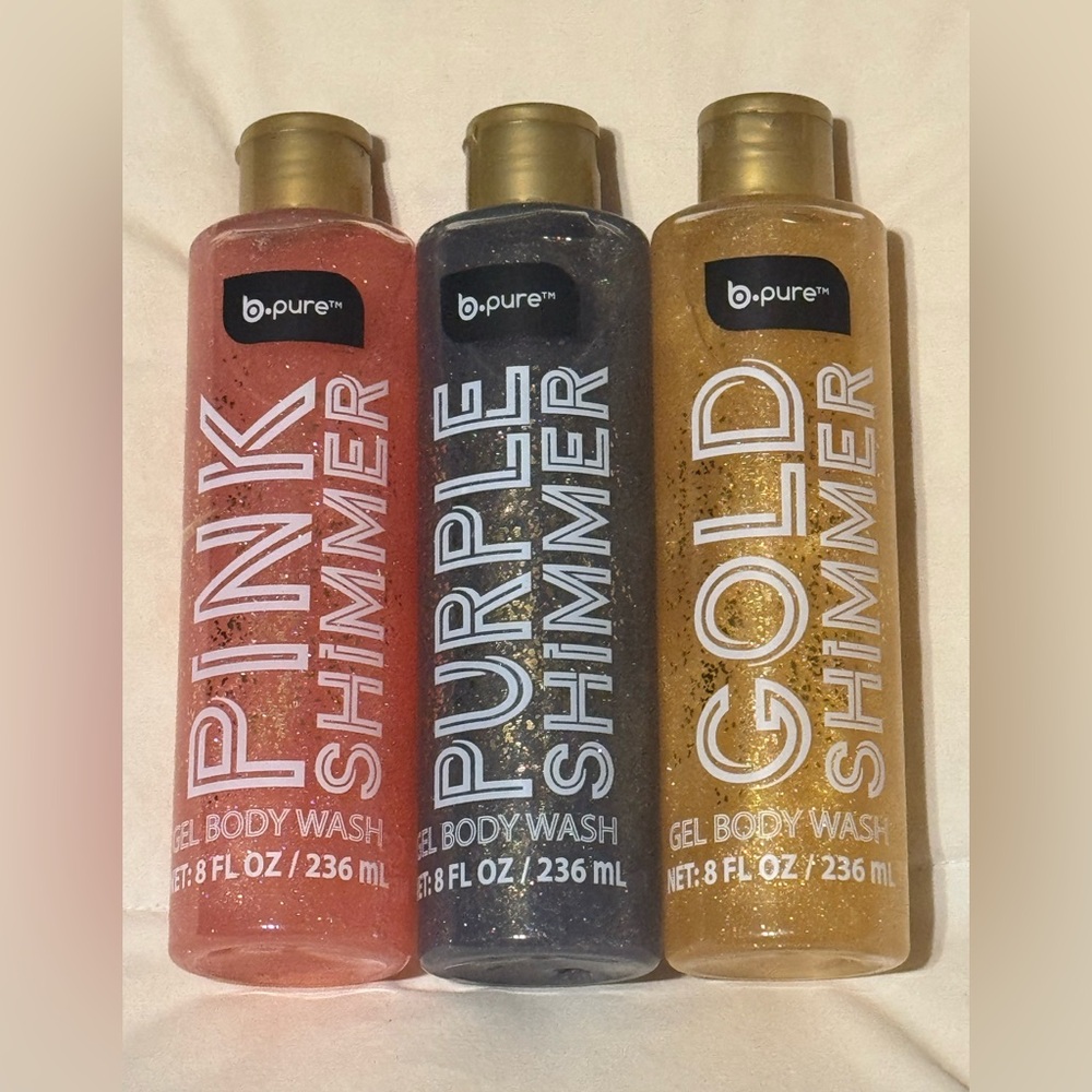 B Pure Pink, Purple, and Gold Shimmer Gel Body Wash Set